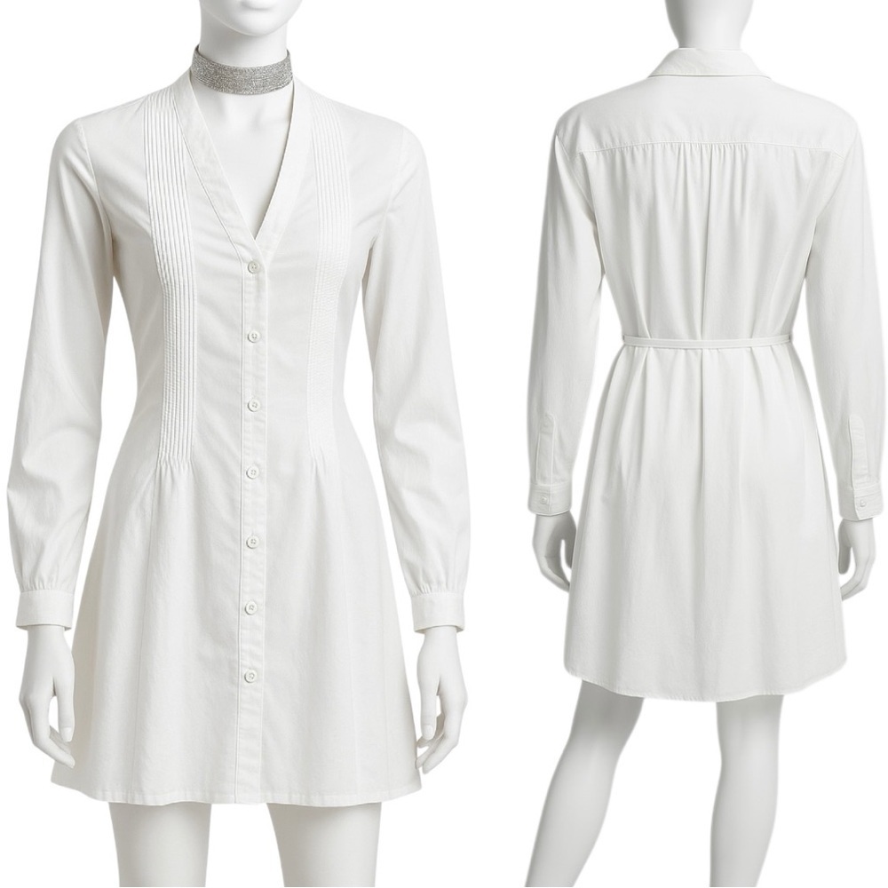 Rag & Bone Cotton ButtonDown Pintuck Pleated Tuxedo Tunic Long Sleeve Mini Dress - Picture 5 of 14